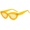 Lunettes de soleil œil-de-chat rétro avec monture orange translucide et verres jaunes - Monture Jaune Verres Jaunes