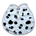 Adjustable cotton pet bib with classic black and white cow print and soft ties - Small / Cow Cloak