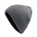 Berretto grigio medio in maglia a trecce per uomo e donna con risvolto a costine - 55-59CM / grigio scuro
