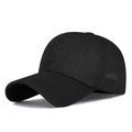Adjustable black mesh baseball cap with breathable mesh fabric and hard top - 6-Panel Style / Black