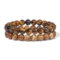 Lot de deux bracelets en pierres naturelles Œil de tigre et Volcanique de 8mm empilables - Pierre Paysage + Oeil de Tigre