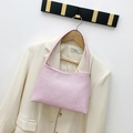 Pink woven texture underarm bag with minimalist shoulder strap and chic faux leather finish - Pink