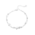 Double-layer silver clover bracelet with round beads and S925 engraved tag - Double Layer Four Leaf Clover Transfer Bead Bracelet