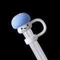Blue smiling mushroom silicone straw topper for 10mm drinking straws in cute design - Dark Blue Mushroom / 10mm-Individual Package