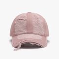 Distressed pink washed cotton baseball cap with worn-out details for a vintage look - Pink