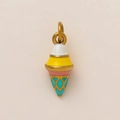 Detail of 18K gold plated heart pendant with multicolor enamel and diamond patterns - Multicolor Ice Cream Pendant