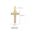 Gold letter T pendant with cubic zirconia, 9.3mm height, handmade jewelry accessory - Letter T