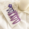 Purple hair clip set with 6 pieces including floral bobby pin and teardrop slides - 6-Piece Set / Purple Series