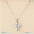 Silberne Rochen-Halskette mit cremefarbener Emaille und weißen Zirkonia-Steinen - Mantarochen (KN293647-GC)