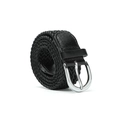 Women's black braided wax rope belt with silver buckle for dresses and jeans - Black