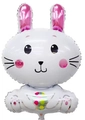 Detailed close-up of a cute pink and white Easter bunny foil balloon decoration - Easter Hugging Bunny