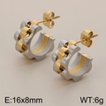 Orecchini a cerchio bicolore argento e oro 18k con design a catena di orologio - Oro Bicolore (KE114896-KFC)