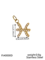 Pisces zodiac pendant in gold stainless steel with sparkling white rhinestones - Gold Pisces (Inlaid)