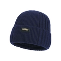 Navy blue winter knit beanie with STUDIO patch and warm fleece lining for men - Navy Blue