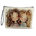 Tragbare beige Segeltuchtasche mit kunstvollem Mädchen-Druck und schwarzer Handschlaufe - Süße Mädchen Illustration Stil