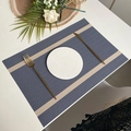 Set de table bleu et blanc à chevrons avec rayures beige pour table de luxe - 45x30cm / Rayures Horizontales Bleu Marine