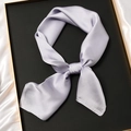 Lavender silk satin square scarf tied elegantly on a luxury display tray - 70x70cm / Taro Purple