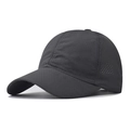 Atmungsaktive, schnell trocknende schwarze Outdoor-Sonnenkappe mit Laser-Belüftung - Verstellbar / Dunkelgrau