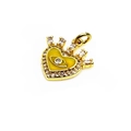 Détail du pendentif cœur couronne avec œil émaillé jaune et oxydes de zirconium - Jaune