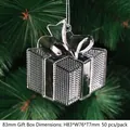 Décoration de sapin de Noël en forme de boîte cadeau argentée acrylique de 83mm - Pendentif Boîte Cadeau 83mm