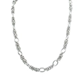 Men's punk hip hop style thick stainless steel interlocking chain necklace in silver - Silver
