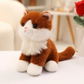 Cute lifelike sitting plush cat toy in vibrant orange and white long faux fur finish - 20cm / Dark Brown Cat