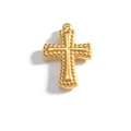 Pendentif croix en or 18 carats minimaliste avec finitions texturées et détails polis - Or-Croix