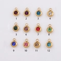 Lot de 12 pendentifs pierres de naissance en acier inoxydable avec bord doré - Blanc (SR001) / Or