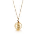 Collana con ciondolo di perla dorata e catena sottile in acciaio al titanio - Catena d'Oro Perla Gialla (KN88982-K)