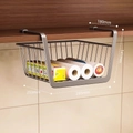 Gun grey retractable under-shelf hanging basket for kitchen cabinet storage - Simple Medium Size / Gunmetal