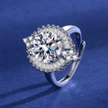 Silver adjustable moissanite ring featuring a round center stone and trapezoid accents - White Gold [3 Carats] Ljz-72 / Adjustable Open