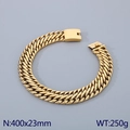Golden 23mm double-row braided stainless steel Cuban link bracelet with clasp - Gold (40cm)(KN286224-KJX)