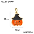 Detail of Halloween pumpkin charm with wizard hat showing dimensions 1.1cm by 1.0cm - Witch Hat Pumpkin