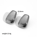 Boucles d'oreilles trapèze géométriques en acier inoxydable argenté poli avec dimensions - Argent (TE60208-S)