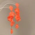 Orange floral tassel earrings with matte resin petals and elegant gold chain finish - 112# Silver Needle - Red.