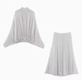 Ensemble deux pièces avec haut blanc à pois et jupe midi évasée assortie - XS / Set / Blanc