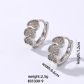 Silver huggie earrings with three heart-shaped motifs set with white cubic zirconia - Silver Base White Zirconia