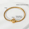 3mm gold snake chain bracelet with 19cm circumference and sparkling crown clasp - Gold Crown Clasp