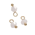 4mm white faceted glass ball pendant with gold-plated alloy loop for DIY jewelry - Bicone Bead / White