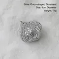 Silver glitter onion-shaped Christmas ornament hanging ball for festive tree decoration - Silver Onion Ball