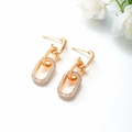 Elegant 18k gold plated chain drop earrings with white zircon pave setting for women - Chain Link Drop / Gold