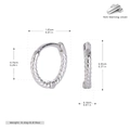 Detail view of S925 sterling silver twisted hoop earrings with precise size dimensions - Inner Diameter 8mm / Platinum Plated