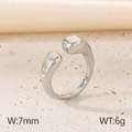 Anillo abierto minimalista plateado con diseño de lava, ancho 7mm y peso de 6g - US 7 / Ancho 7mm / Color Acero (KR111375-GC)