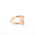 Minimalist rose gold stainless steel ring with hollow heart and paw print design - Hollow Heart Paw-Rose Gold