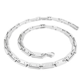 Minimalist silver stainless steel rectangular link chain necklace with lobster clasp - Steel Color Necklace 8mm 45cm