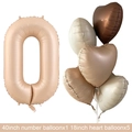 Caramel 40-inch number 0 balloon and heart-shaped foil balloons for party decoration - Caramel Number 0 / Number And Heart Balloon Combination