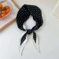 French style silk scarf with black and white polka dot pattern tied in a bow - Black White Polka Dot