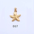 Starfish pendant in 18k gold plated stainless steel, style D17 on blue background - D17 Gold Starfish