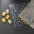 5D geprägte Blumen-Nagelaufkleber mit bunten Gänseblümchen-Mustern auf Macaron-Hintergründen - 5D Geprägter Gänseblümchen-Blumenstil (CO-176)