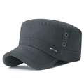 Berretto militare da uomo grigio scuro in cotone lavato con occhielli di ventilazione in metallo - Regolabile / Grigio